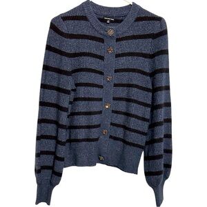 Who What Wear cardigan blue and black embellishe buttons